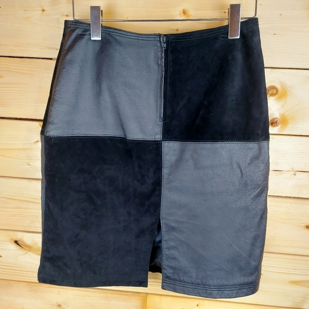 Genuine Suede And Leather Skirt Size 9 Fully Lined - Picture 4 of 8